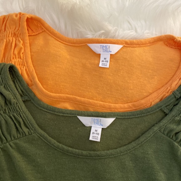 NWOT Bundle Sz MED Orange & Dark Green Short Sleeve Rushed Shoulder Tops - Picture 7 of 8
